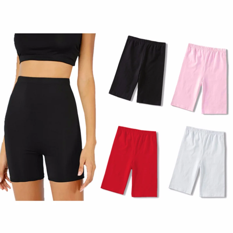 

Shorts Women Thin Fitness Casual High Waist Fashion Biker Shorts Summer Slim Knee-Length Bottoms Black Cycling Shorts Streetwear