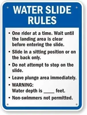 

Металлический знак для водных слайдов