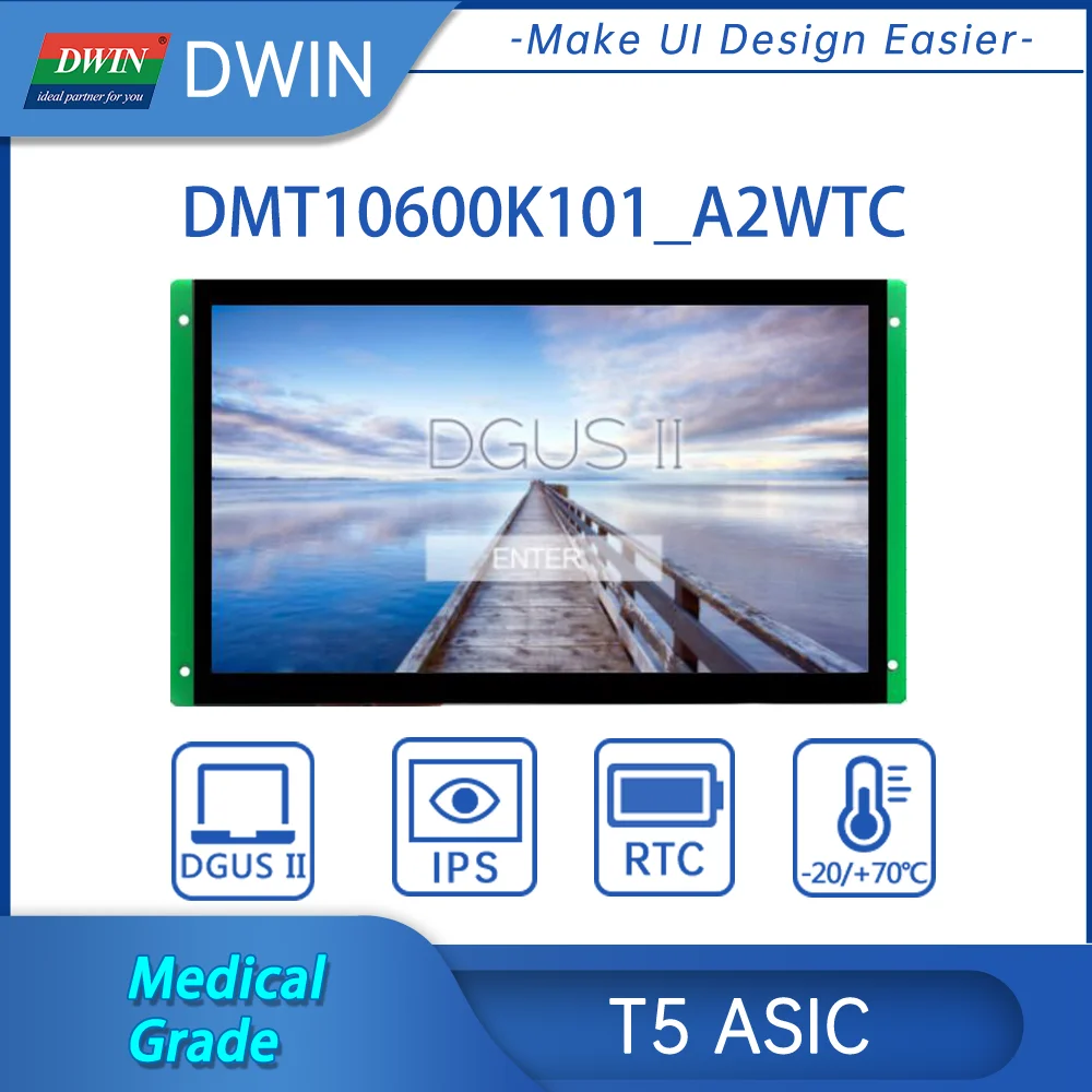 

DWIN 10.1Inch 1024*600 HMI Smart UART Serial Integrated Programmable TFT LCD Display With Touch screen T5 CPU Medical Grade