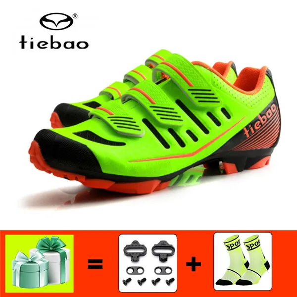 TIEBAO, обувь для велоспорта, мужские кроссовки, женские, sapatilha ciclismo, mtb, горный велосипед, для верховой езды, самоблокирующиеся, Superstar original, обувь - Цвет: 1712 green with gift