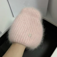 2022 new rabbit fur solid color letter woman winter hats for women fluffy autumn beanies best matched warm soft bonnet gift hat