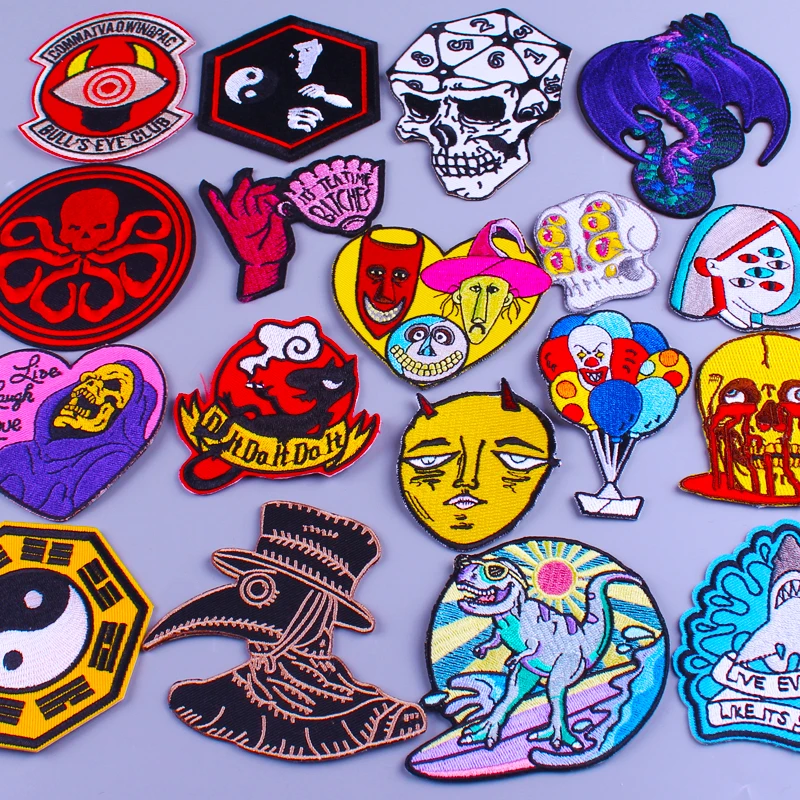 Хиппи Череп железа на патчи для одежды в стиле панк нашивки одежду &quotсделай