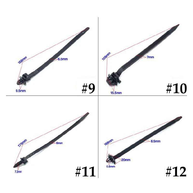 10pcs Vehicle Cable Tie for Ford Toyota Mazda Car Chassis Wire Harness Retainer Clips Nylon Zip Ties Push Mount Auto Fasteners | Автомобили