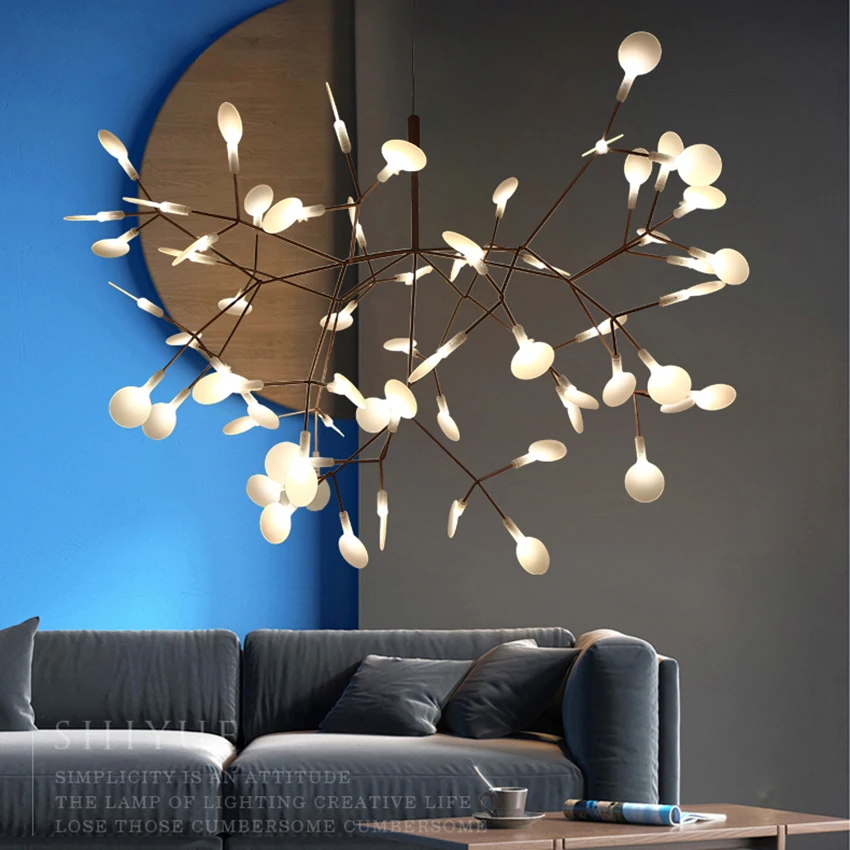 Скандинавские светодиодные люстры осветительные приборы ветка листьев блеск