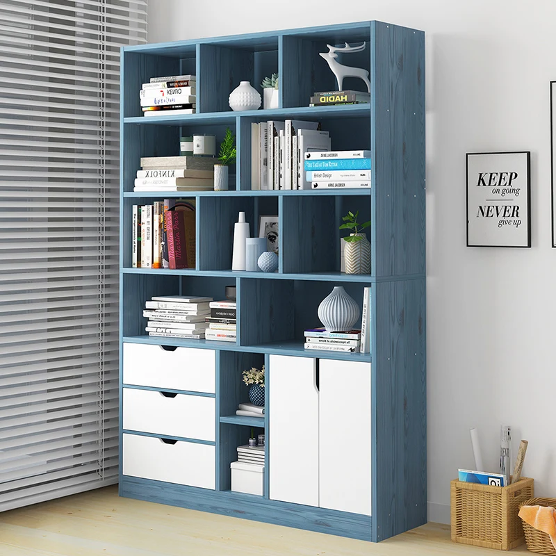 Книжная полка простой напольный стеллаж студенческий шкаф для хранения книжный