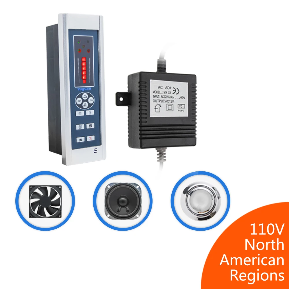 1 комплект AC 12V Прямоугольник CE FM радио регулятор душа комплект для душевой с панелью/вытяжной вентилятор/свет/динамик/Трансформатор Аксессуар - Цвет: 110V North American