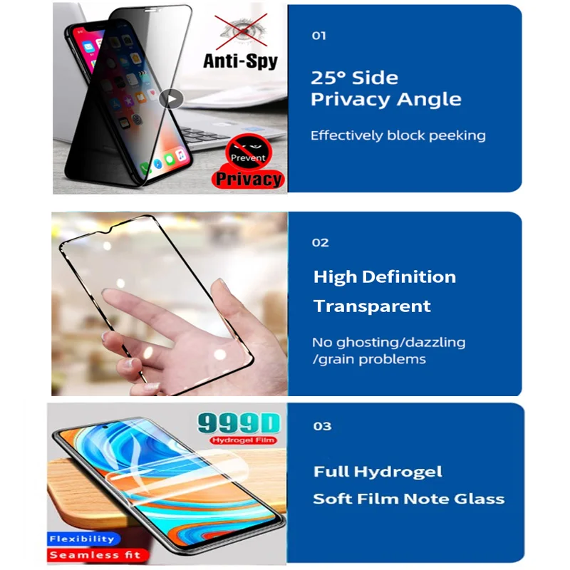 Anti Spy Protective Glass For iPhone 14 13 Pro Max Screen Protector iPhone 11 12 Mini XS XR X 7 8 6 6S Plus SE Tempered Glass