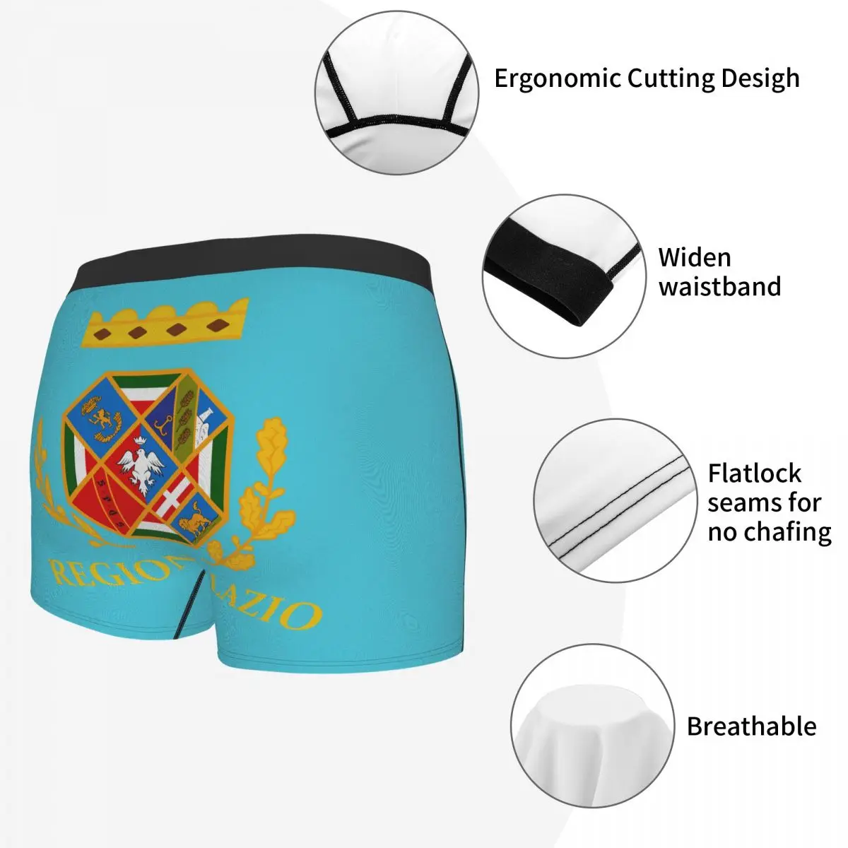 Flag Of Lazio Men's Boxer Briefs regions of Italy Funny elastic pants for men