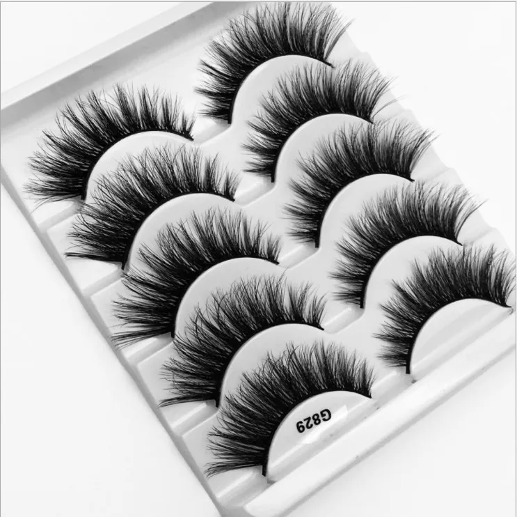 

5 pairs of 3D mink eyelashes natural thick false eyelashes dramatic plump false eyelashes extension silk eyelashes G829