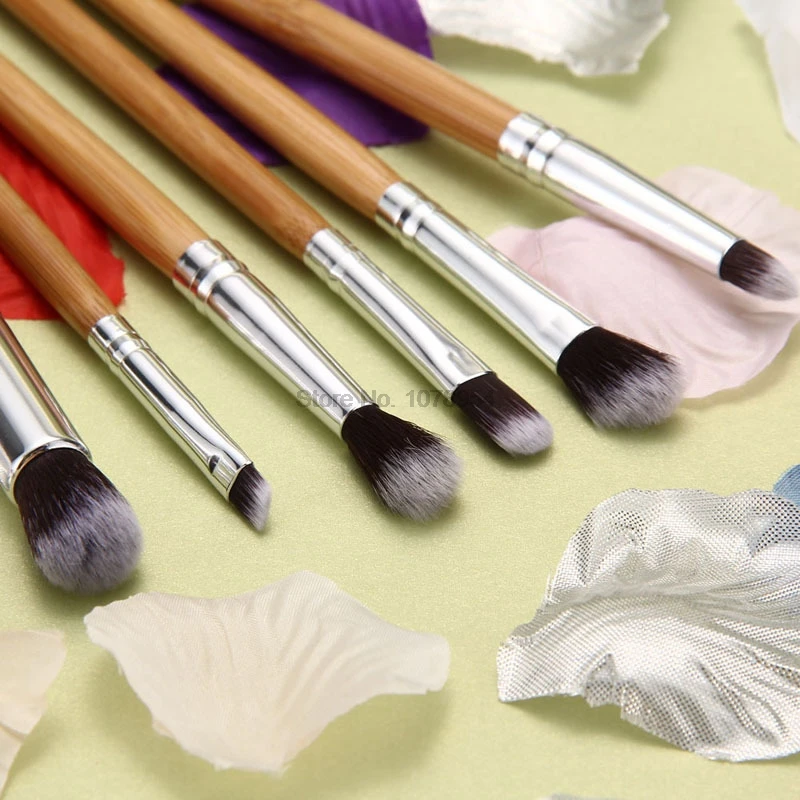 Набор из 6 кистей для макияжа с бамбуковой ручкой ems или dhl 100 шт.|brush set|eye brushmakeup flat