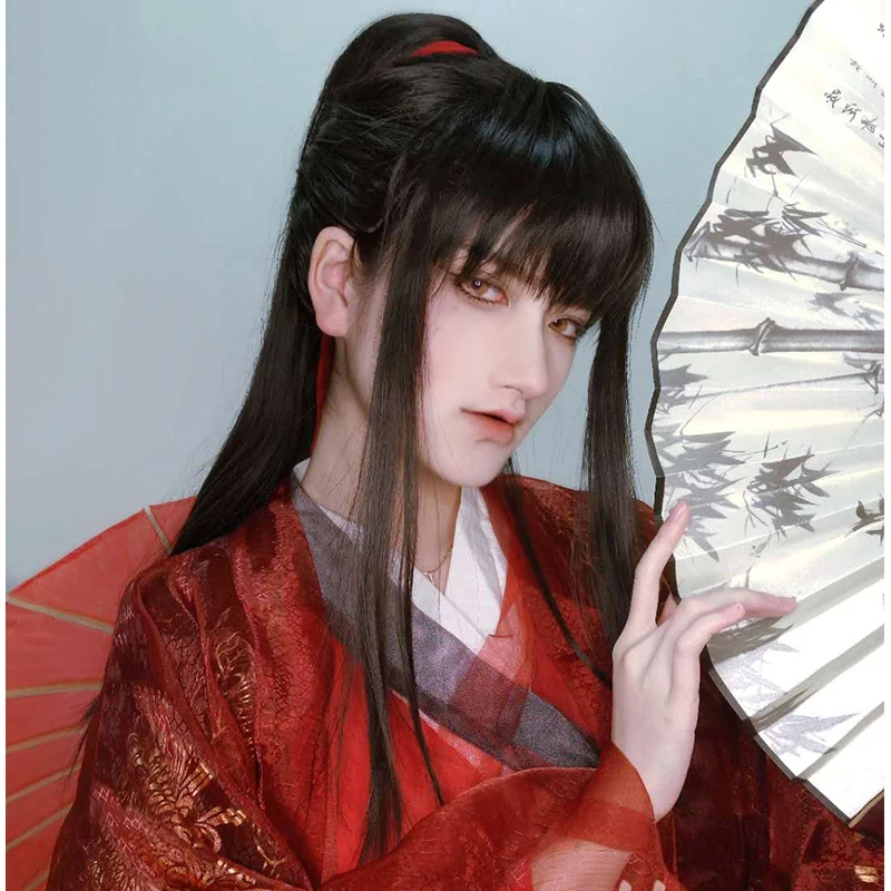 

LM wig male ancient style fake hair cos universal Chinese clothing ponytail bangs long hair lifelike and natural