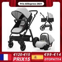 3 in 1 baby stroller lightweight newborn pram strollers anti shock all terrain pushchair reversible bassinet car seat cup holder