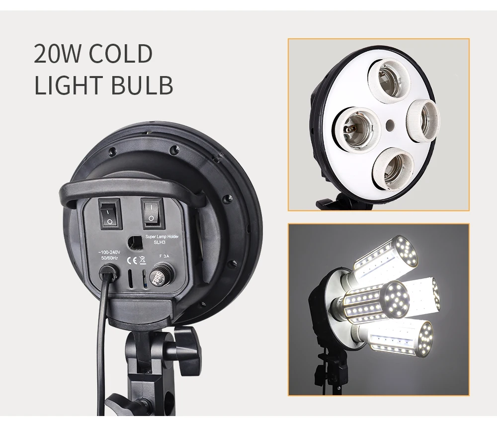 Pаспродажа Софтбокс с 8 LED лампами для фотостудии, 20 Вт, комплект освещения для фотосъемки, аксессуары для камеры и фотографии, 2 штатива для освещения, 2 ...