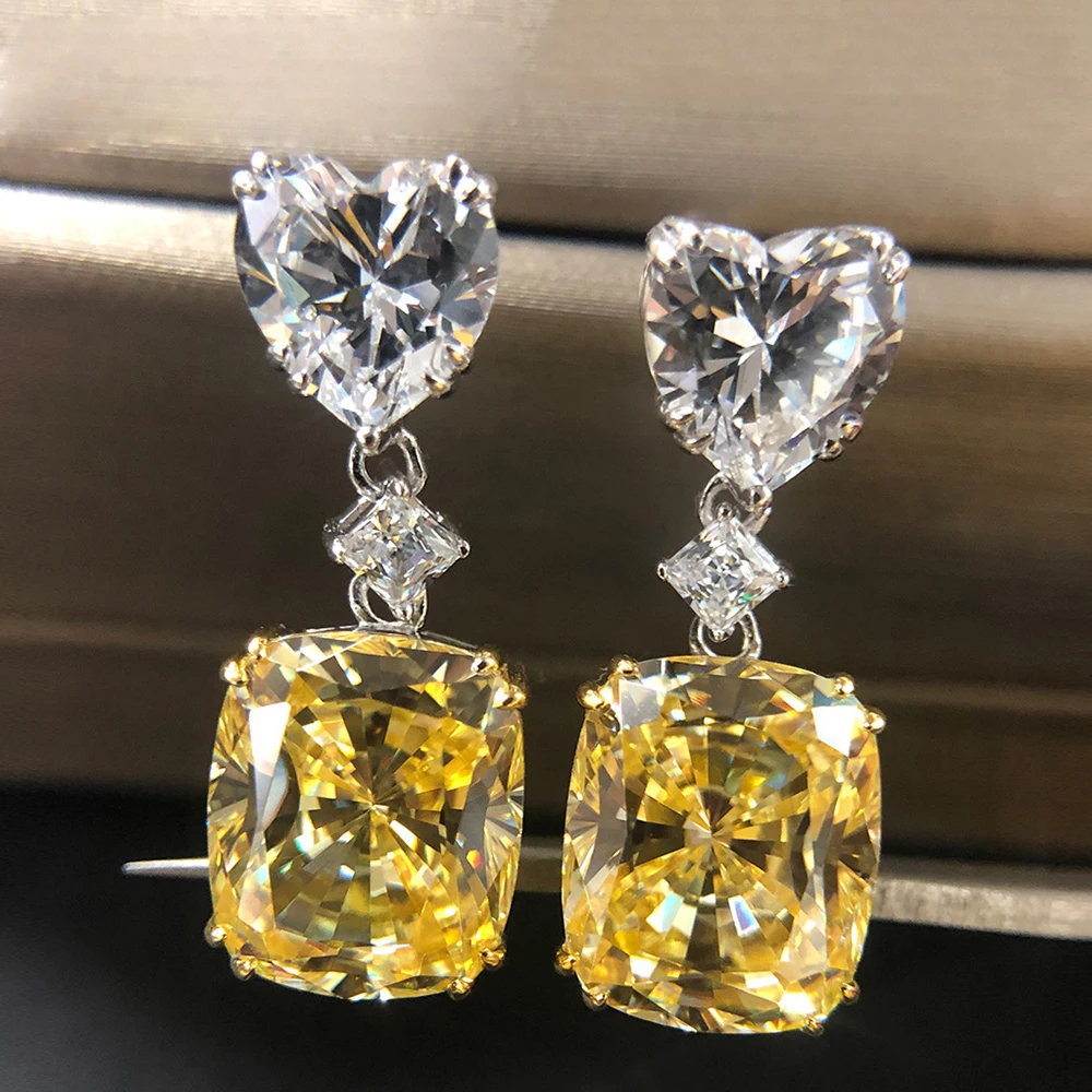 

Серьги женские из серебра 100% пробы с цитрином, с бриллиантами
