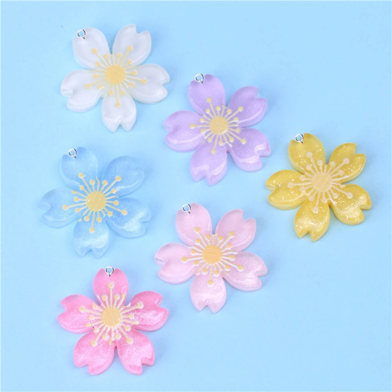 10 шт. подвески из смолы с цветком вишни Подвески для украшения своими руками