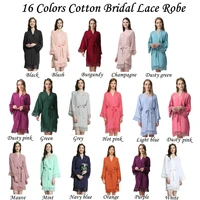 rayon cotton bride robe bridesmaid robes with trim lace robe women wedding bridal robe short belt bathrobe plus size ladies gown