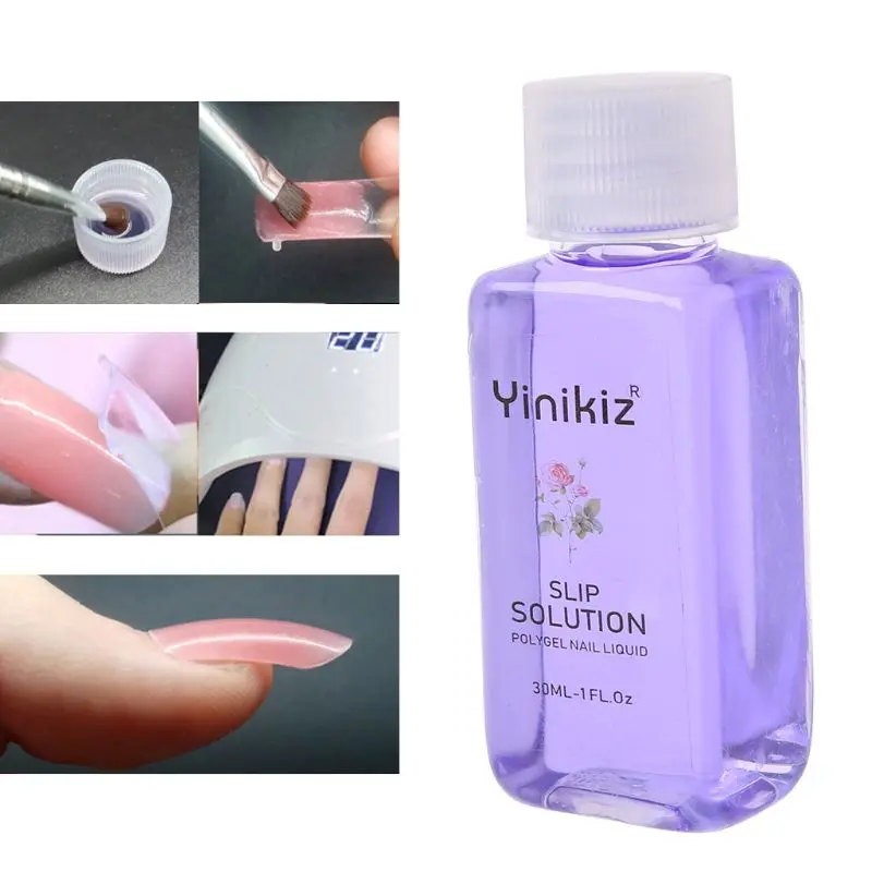 Быстрое строительство полигелевые ногти Жидкий блеск Слип решение накладные ногти кончики Двусторонняя кисть