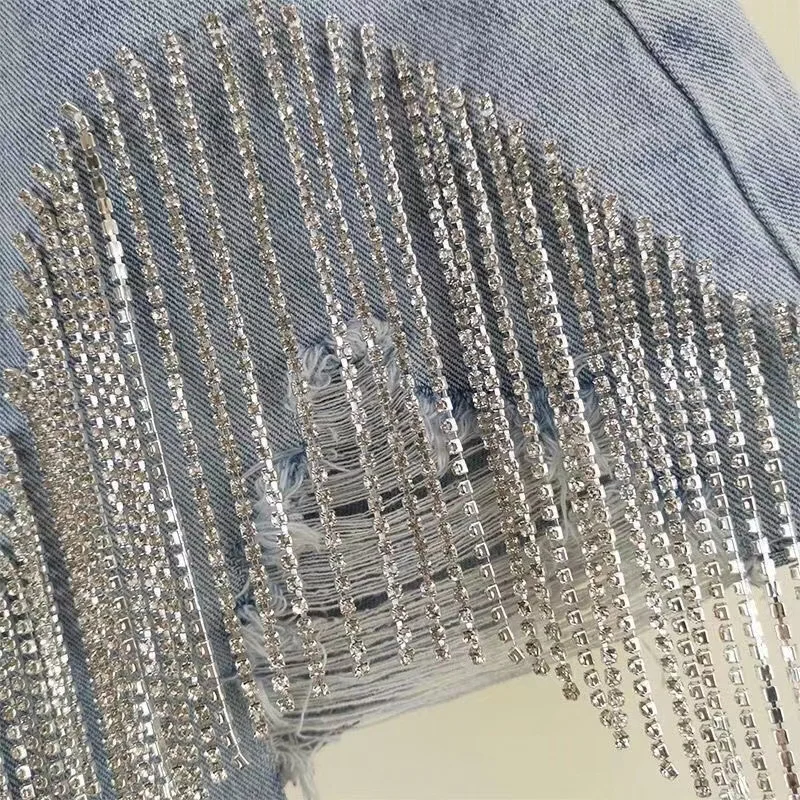 Женские джинсы с бахромой светильник-голубые облегающие короткие брюки-карго из