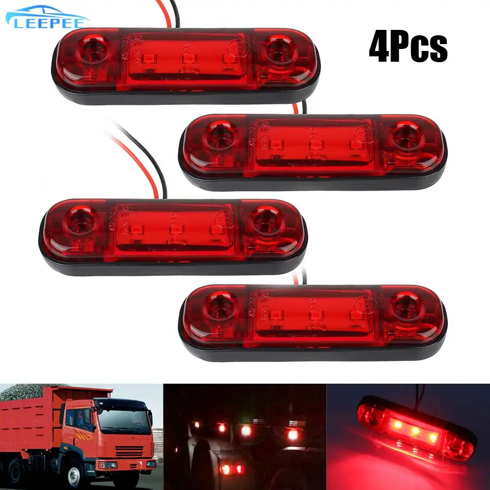 

4 Pcs Signal Brake Lamps LED Side Marker Lights for Truck Trailer Lorry Bus 12V Car External Lights Warning Tail Light 24V