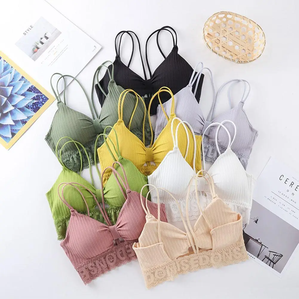 

Summer New Lace Letter Embroidery Front Hollow Beautiful Camisole Women Yoga Crop Suit Underwear Top Back Push Fitness Up K1C8