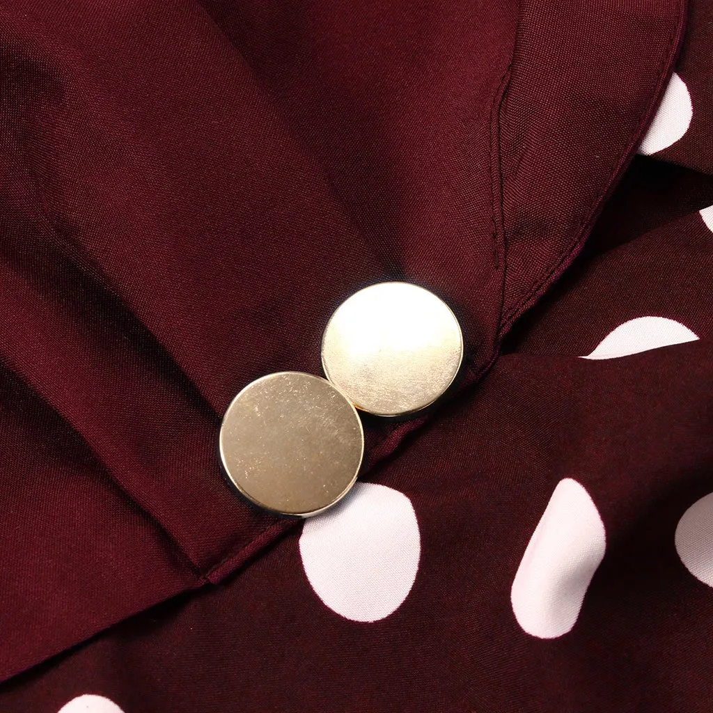 Feitong женская мода, платье Vestido, длинный рукав, пуговицы, узор в горошек, пэчворк, бодикон, блейзер, офисное, женское, мини платье