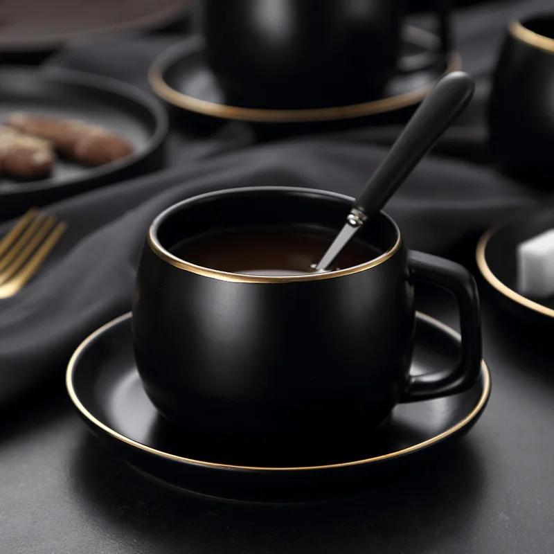 Забавный горячий черный Европейский современный минималистский Набор чашек и