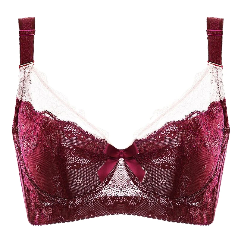 Big Size Womens Adjust Bra Full Coverage Underwire Lace Embroidery Breathable Bra Lingerie 75 80 85 90 95 100 105 D E F G H I J