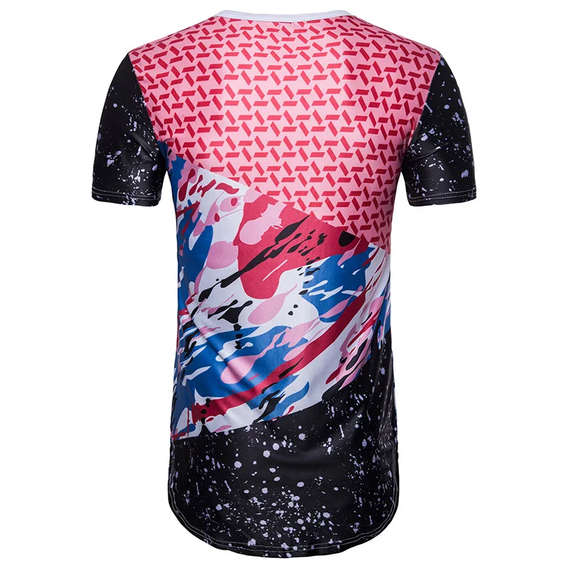 

The New Digital Printing Color Block Men Short Sleeve Tshirt T341