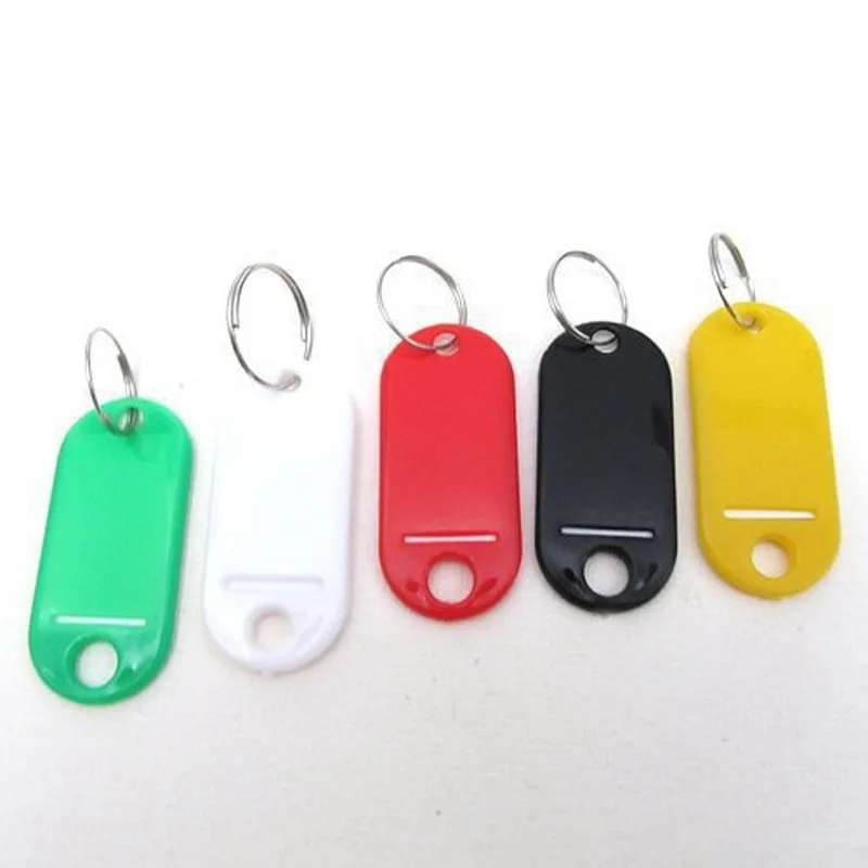 1Pcs Plastic Keychain Key Fobs Luggage ID Tags Labels Rings with Name Cards Multi-function Keyring Random Color | Дом и сад