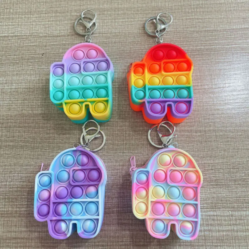 

Messenger Bag Fidget Toys Push Bubble Pop Keychain Wallet New Colorful Dimple Antistress Children Toy Wholesale Stress Toys