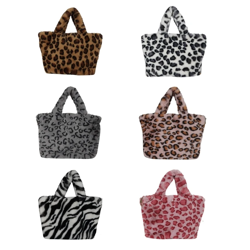 

Women Leopard Plush Shoulder Crossbody Bag Tote Chain Satchel Winter Purse