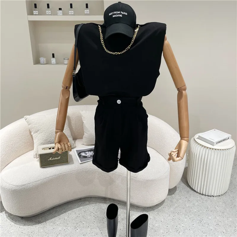 

Women's Clothing Spring Summer Shorts Suit 2021 Summer New Slim Slim Waistcoat Fashion Foreign Style Vest Two-piece Suit