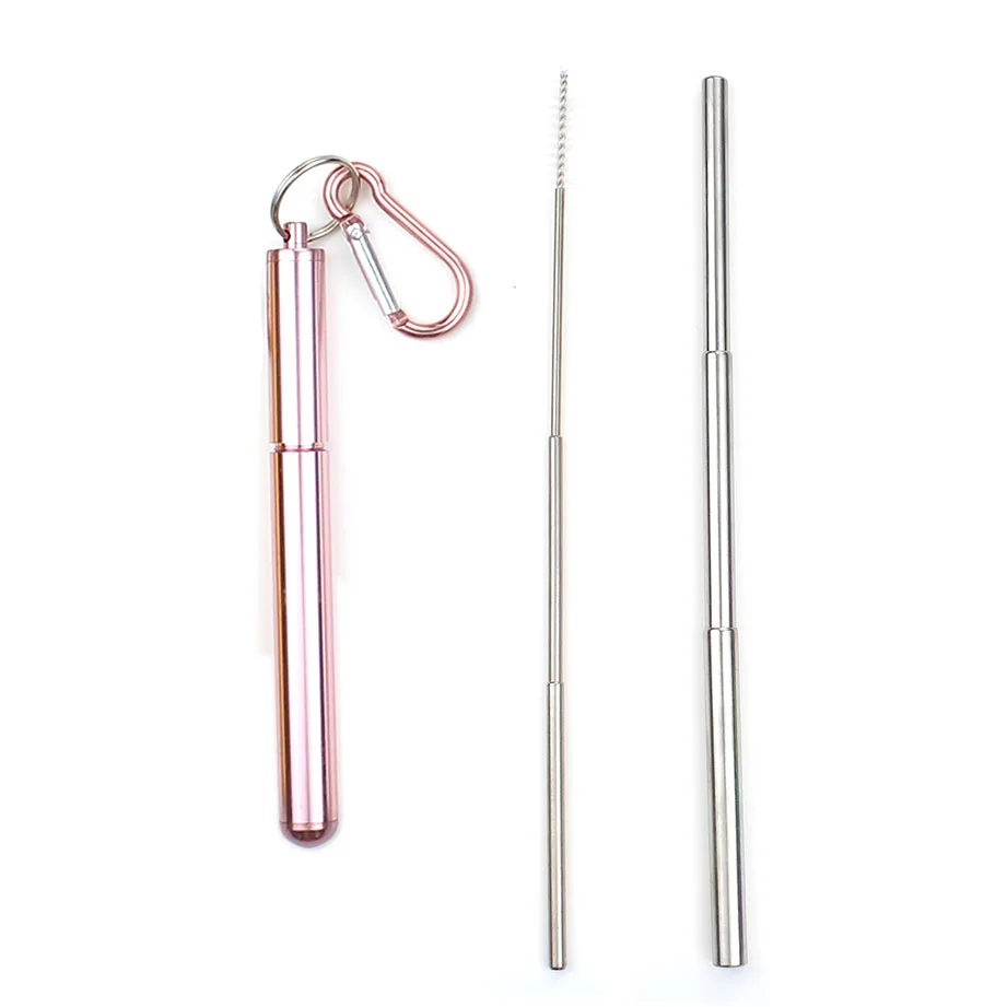 3 шт портативная Нержавеющая сталь телескопическая Серебряная Питьевая Солома