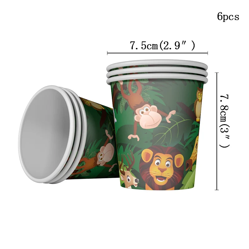 6pcs cup 10 шт. Подарочная сумка для вечеринки в стиле сафари с мультяшным животным для вечеринки в честь Дня Рождения в джунглях, вечерние сувенирные сумки для мальчиков, подарок на день рождения - Цвет: 6pcs cup