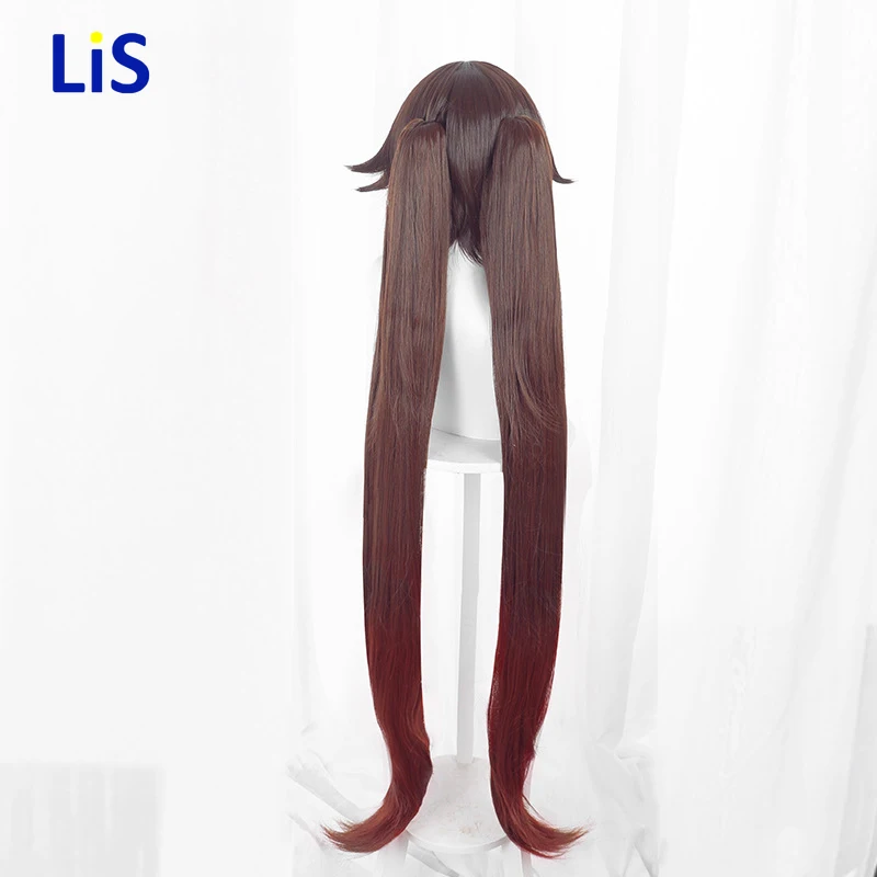 

Genshin Impact HUTAO Wig Cosplay Gradient Brown 110CM Long Curly Ponytails Base Wig Twin Pigtails Heat Resistant Hair Role Play