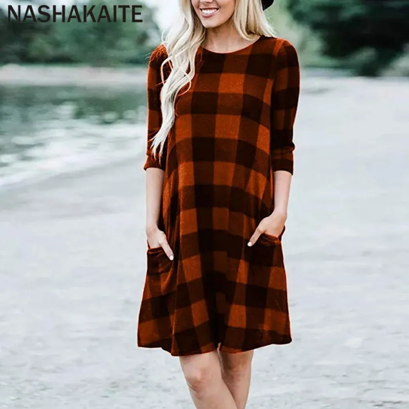NASHAKAITE/модные платья для мамы и дочки; мини-платье в клетку с карманами в три четверти; одежда для мамы и дочки; платье для мамы и дочки