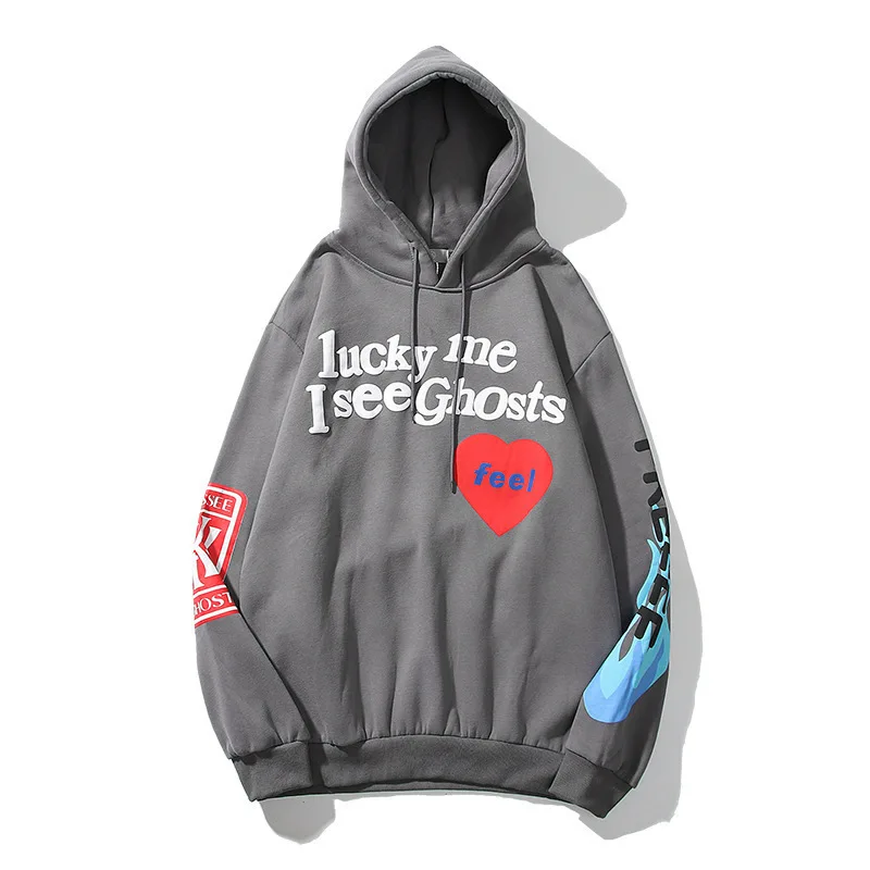 

Korean Hoodies Men Graffiti Letter Print Lucky Men Women Sweatshirt Harajuku Fleece Street Hip Hop Pullovers Bone Loose Hoodies