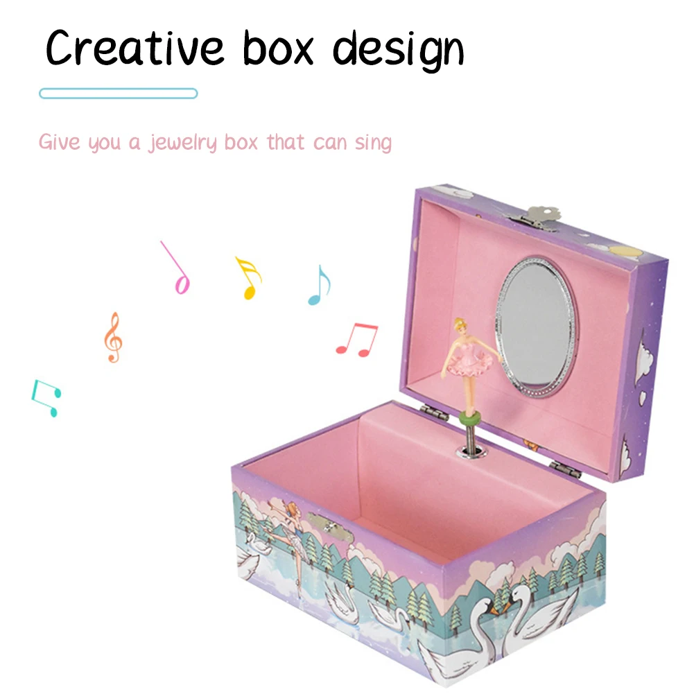 

Розовая музыкальная шкатулка для хранения украшений в стиле принцессы для девочек, изысканные музыкальные шкатулки с механизмом, детский п...