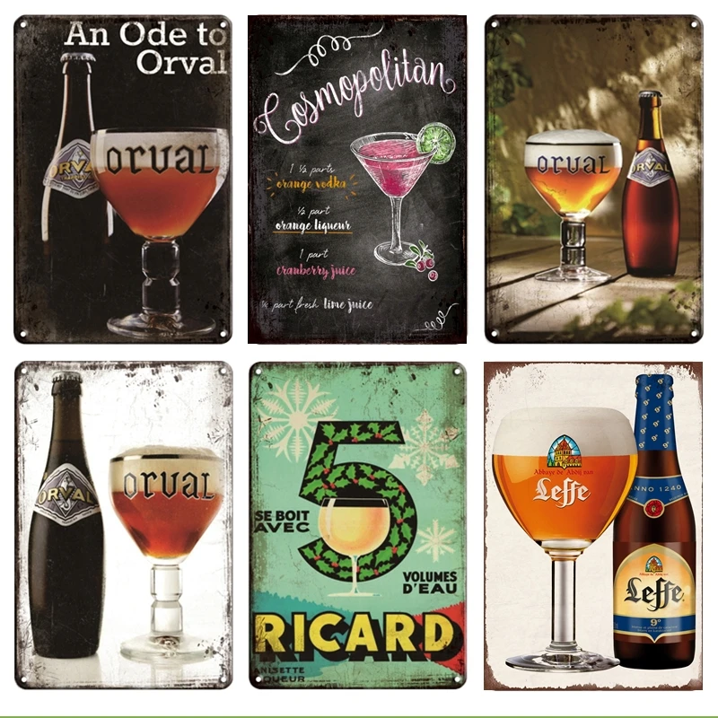 

Moderno Mojito Cocktail Metal Tin Sign Vintage ORVAL RICARD Metal Wall Art Poster Irish Pub Bar Kitchen Restaurant Home Decor
