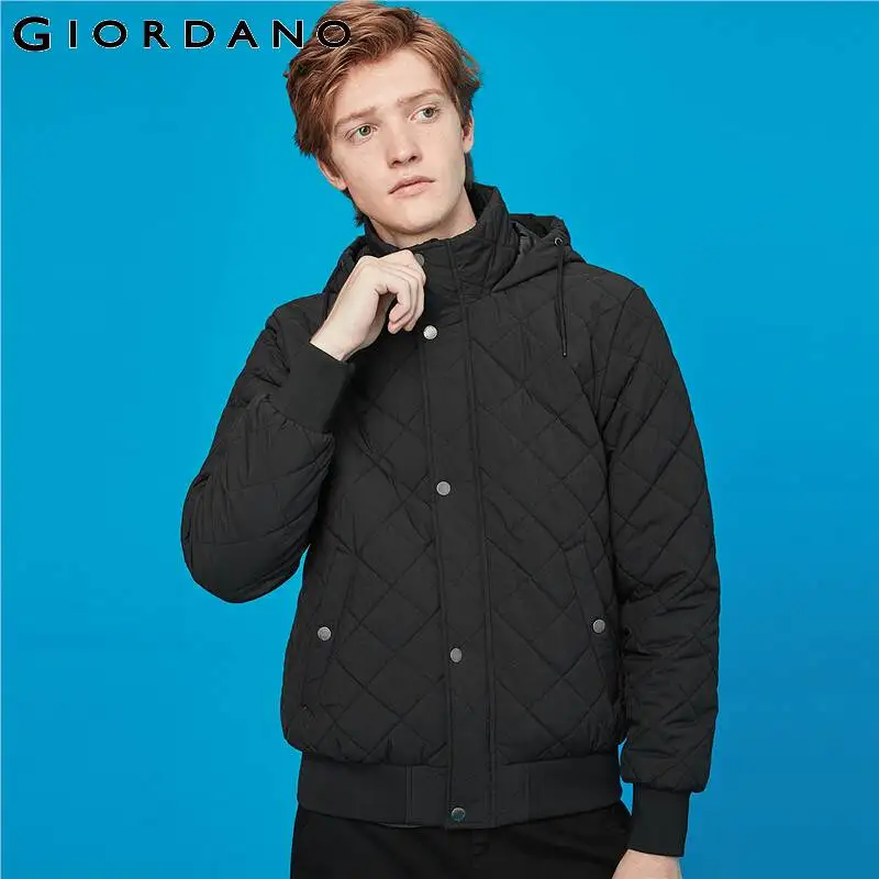Мужская стеганая куртка Giordano повседневная бомбер с капюшоном и множеством
