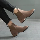 Женские замшевые ботинки челси, теплые ботинки на среднем каблуке, байкерские ботинки для прогулок, на платформе, зима 2021