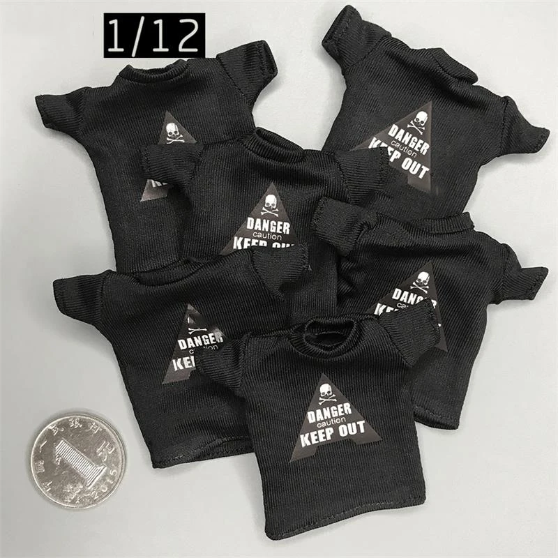 

1/12 Soldier 6 Inch Doll Short Sleeve Top CF DAM TOYS Wearable T Shirt Black Color For Soldiers