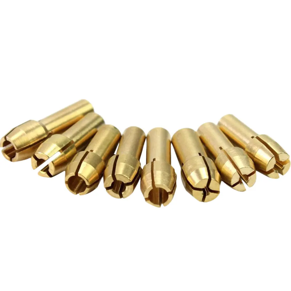 

8pcs 1mm /1.6mm /2.3mm /3.2mm Brass Collet Rotary Tools (Golden)