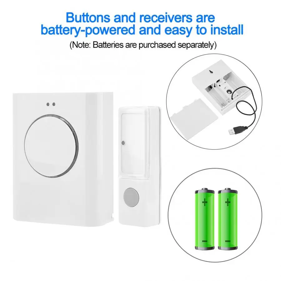 Водонепроницаемый беспроводной дверной звонок с дистанционным управлением на
