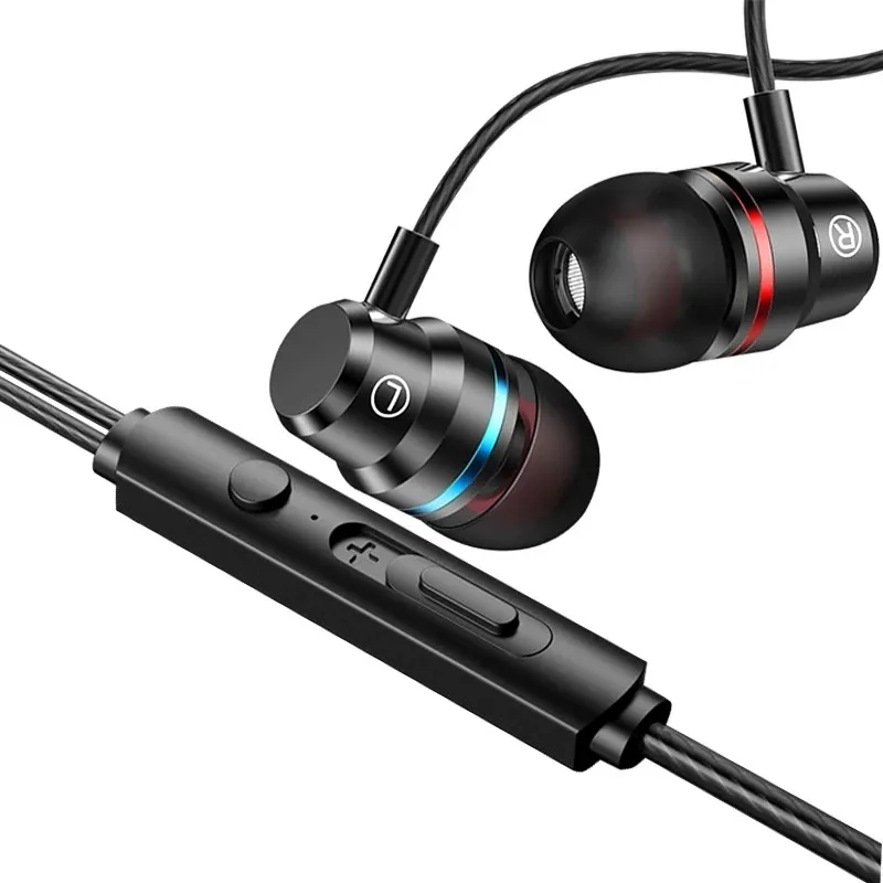 Проводные наушники вкладыши 3 5 мм спортивные с микрофоном басовая