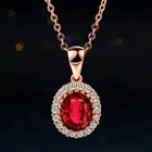 Элегантный розовый золотой цвет создан красный кристалл кулон ожерелье CZ для женщин Свадебная вечеринка высокое качество ZYN308