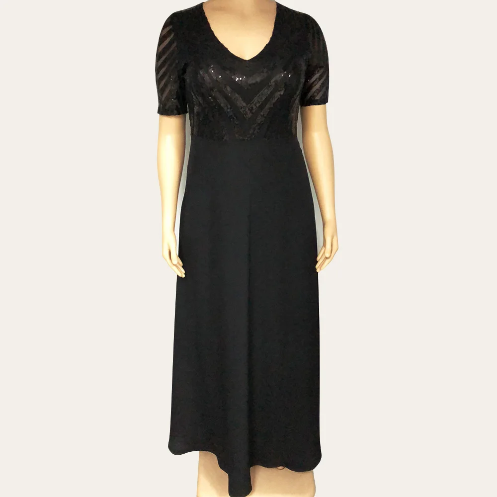 Сексуальное женское платье с блестками элегантное одноцветное размера плюс