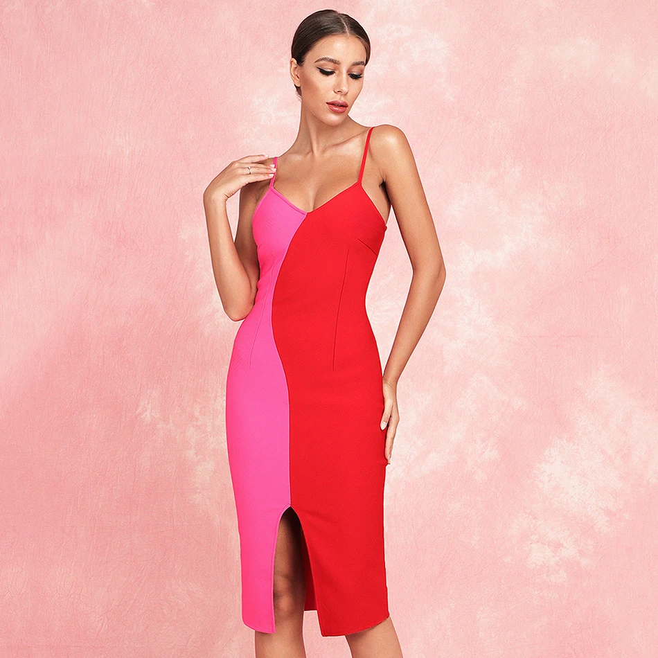 Новинка лета 2020 сексуальное облегающее Бандажное платье на тонких бретельках