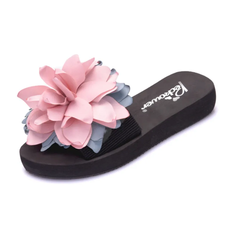 Новые летние пляжные женские шлепанцы ручной работы с цветами босоножки на