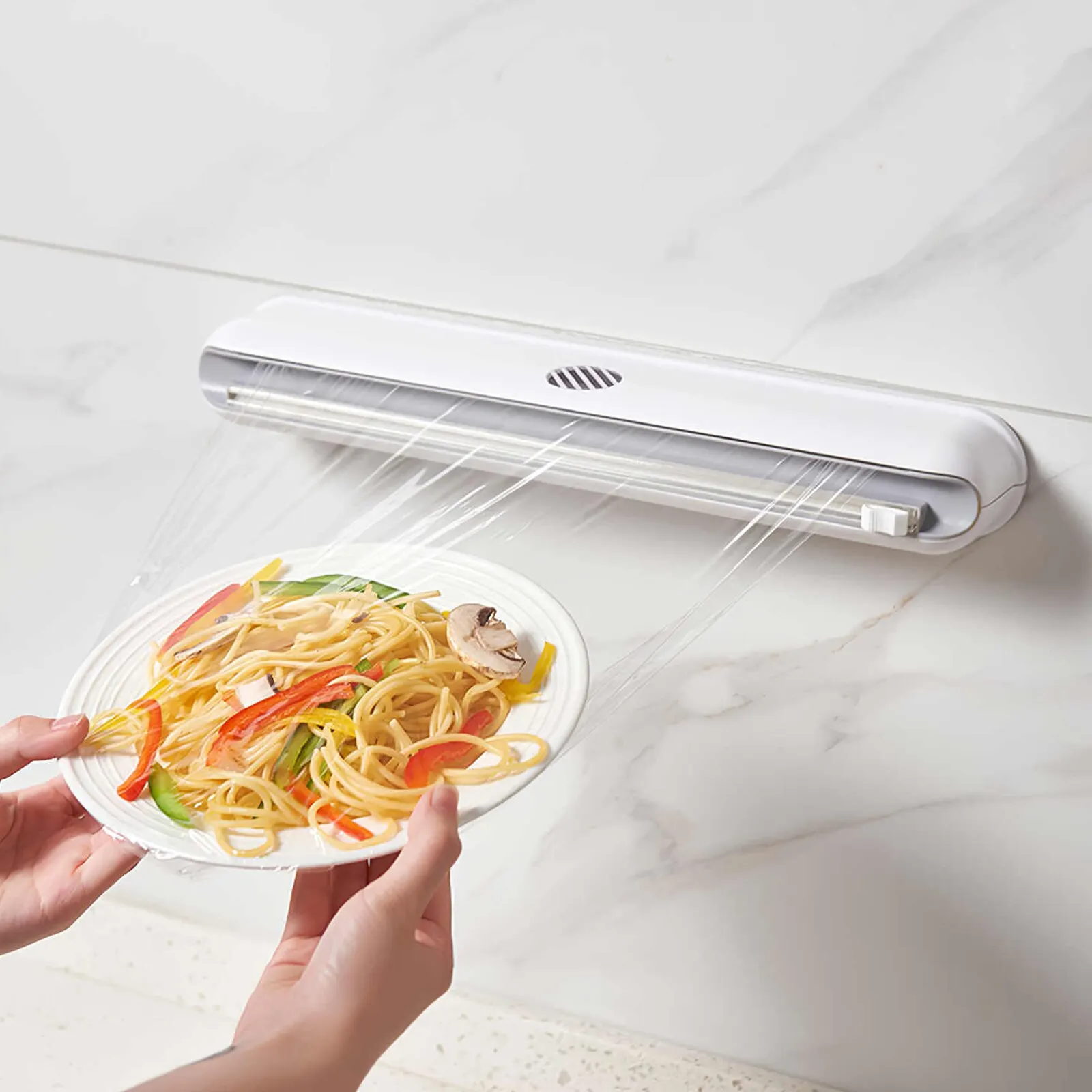 

Настенный Стандартный диспенсер, диспенсер для обертывания еды, резак, пластиковый острый резак, держатель для хранения, аксессуары для кух...